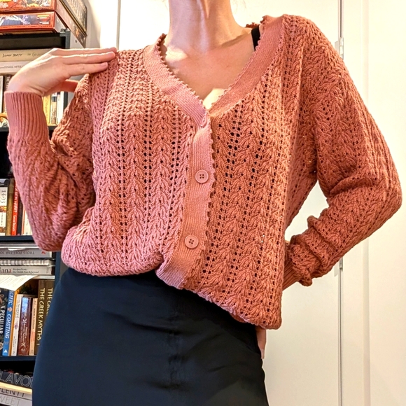 Wilfred Aritzia Blush Pink Knit Cardigan Oversize XXS XS - Picture 6 of 8